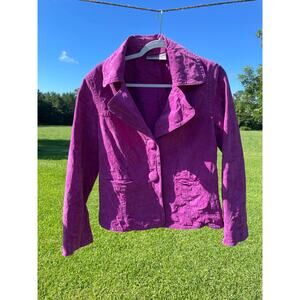Chicos Crushed Magenta Leather Jacket Women's Size 1
